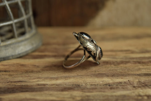 Dual Black Onyx Ring Size 6 3/4 Native American